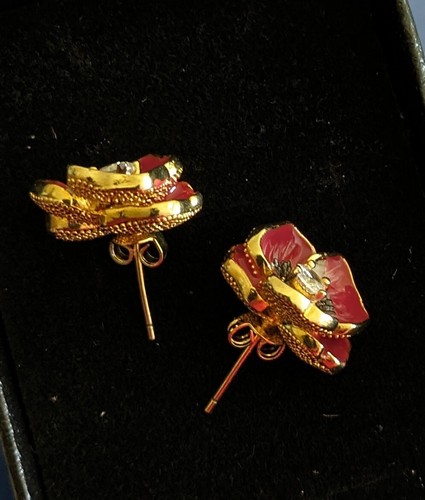 Statement...Schmuckset..Kette..Ring..Ohrstecker..Extravagant...goldfarben..rot - Bild 7 von 7