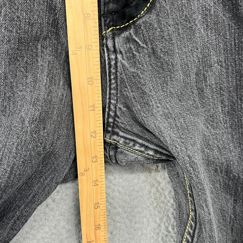 Pantalones de mezclilla negros bordados de hip hop calce holgado 38x33 Crown Holder para hombre * Foto 4 de 4