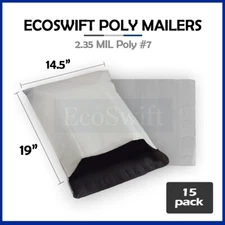 15 14.5 x 18 ECOSWIFT WHITE POLY MAILERS SHIPPING ENVELOPES SELF SEALING BAGS