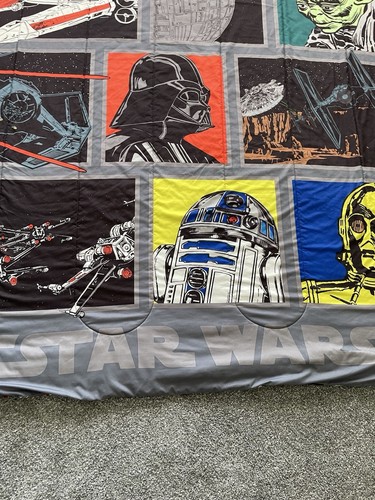 Vintage Star Wars Blanket Approx 85x70 Lucas Films Gray C3PO R2D2 Darth Vader - Picture 5 of 11