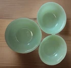 3 Fire King Jane Ray Jadite Jadeite Ribbed Berry Fruit Dessert Bowl 4-7/8”