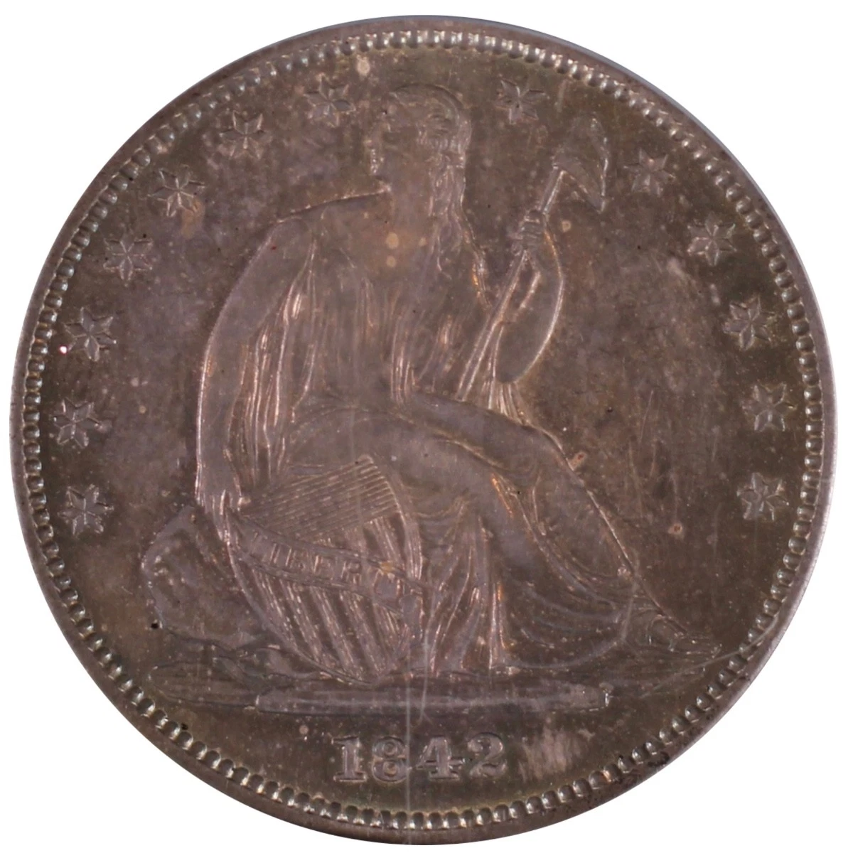 1842 50C Small Date, Rev 1842 Liberty Seated Half Dollar PCGS MS64