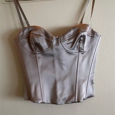 Aritzia Satin Corset Top Metallic Lilac Solid Women's