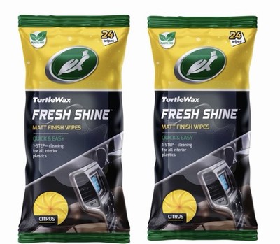 2x Pack Schildkrötenwachs Fresh Glanz Matt Tücher Spring Fresh für Auto Innenraum Kunststoff