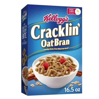 Kellogg's Cracklin' Oat Bran Breakfast Cereal, Fiber Cereal, Family Cereal, Orig
