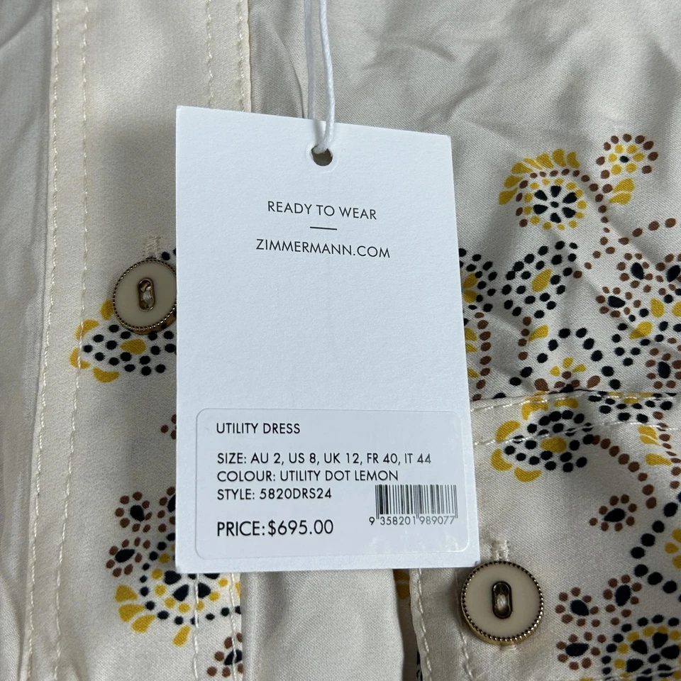 Vestido Zimmermann para mujer 8 puntos utilitarios limón vestido utilitario con cinturón maxi seda Foto 4 de 4