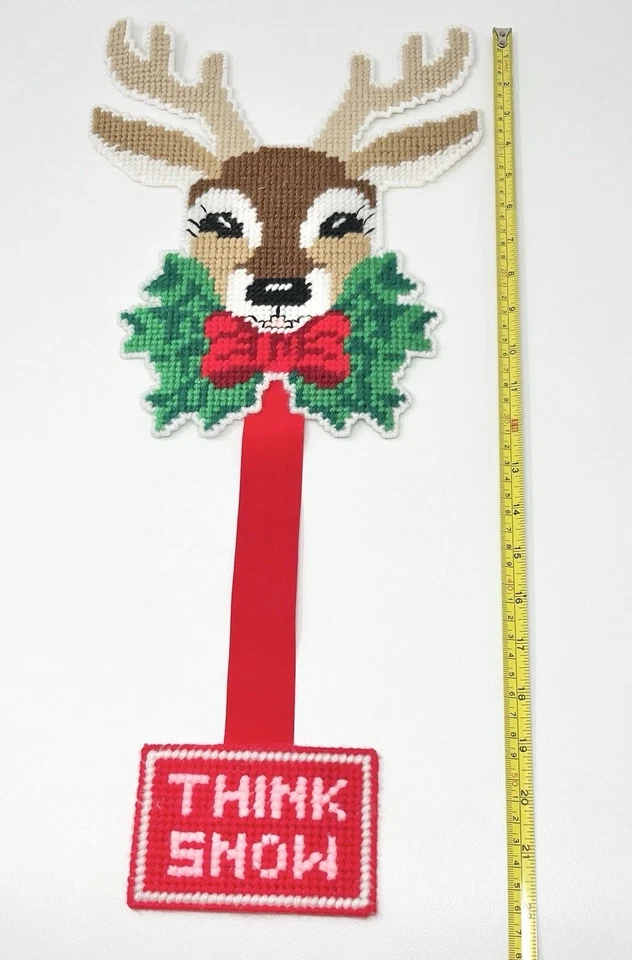 Colgador de pared de Navidad de ciervo reno punta de aguja acabado vintage lona de plástico Foto 3 de 4