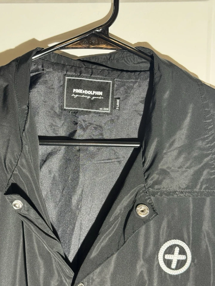 Chaqueta cortavientos Pink Dolphin a presión velero retro OG rara XL perfecto estado Foto 3 de 4