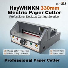 12.99in Desktop Electric Paper Cutter Trimmer w Auto Clamp Infrared Safty Guard