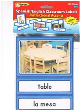 Spanish/English Classroom Labels - 6x8 Inch E...