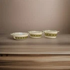 Vintage Pyrex 474-B Verde Green Square Flowers Casserole Dish with Lid- Set Of 3
