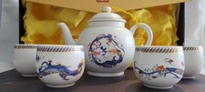 NIB JINGDEZHEN Chinese Dragon Phoenix Porcelain Tea Set - 6 Pc Gift Boxed