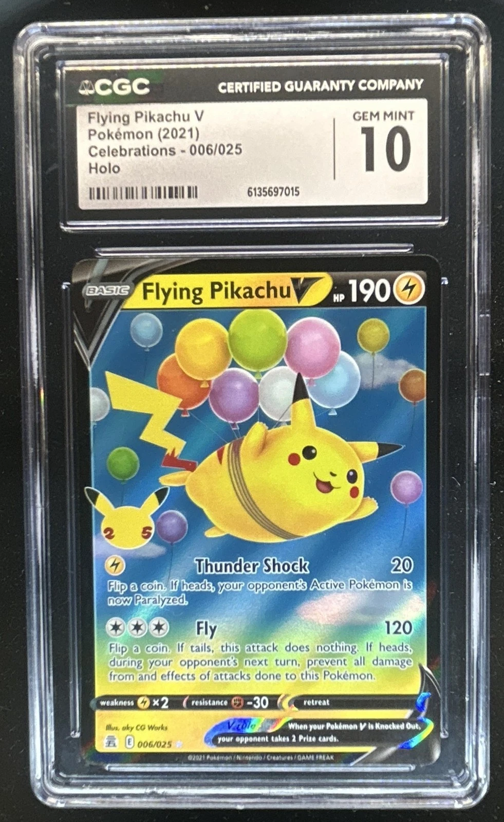 2021 Pokemon SWSH Celebrations Flying Pikachu V Holo #006/025 CGC 10