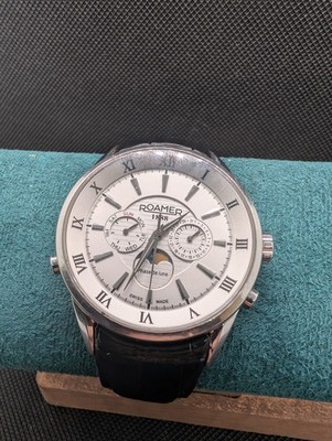 Roamer Superior Moonphase Day Date 43mm Mens Watch Swiss Made Quartz 