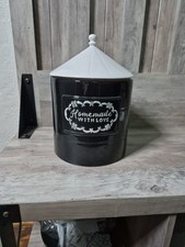 Bella Bug Silo Cookie Jar - Homemade with Love Black with White Lid 11” tall