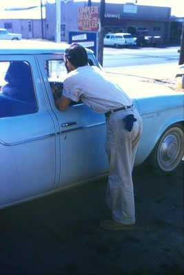 c1960's Kodachrome 35mm Slide Studebaker Lark III Auto Service Station USA