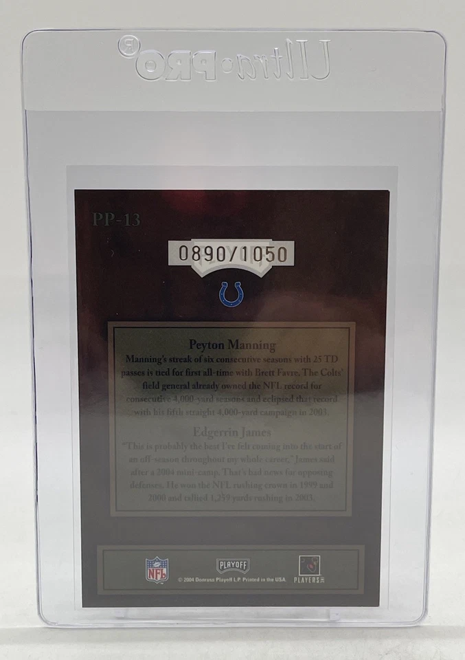2004 Playoff Hogg Heaven Pig Pals #PP-13 Peyton Manning-Edgerrin James /1050 - Image 4 of 4
