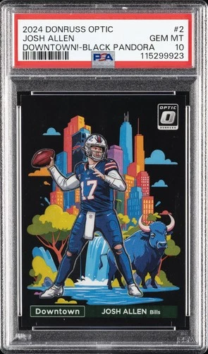 2024 PANINI DONRUSS OPTIC DOWNTOWN! BLACK PANDORA #2 JOSH ALLEN 11/25 PSA 10