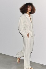  99 ZARA 100 LINEN PANTS WITH TRIM ZW COLLECTION M