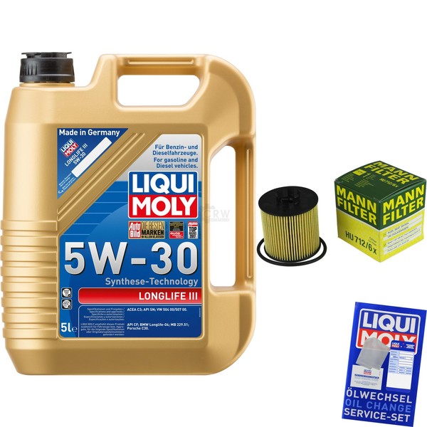 Mann Inspektionspaket 5L Liqui Moly Longlife 5W-30 FüR VW Golf V 1.4 TSI 1.6 FSI-image