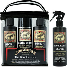 Boot Care Kit - Bick 1, Bick 4, Gard-More, and Exotic Leather Cleaner, Condition