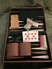 WOLF DESIGNS BACKGAMMON SET LEATHER Briefcase Style  Multi-game Combo 1997 — photo 5