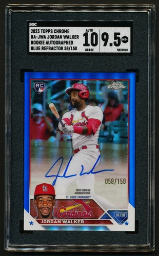 Jordan Walker 2023 Topps Chrome Blue Refractor Auto Rookie RC /150 SGC 9.5/10
