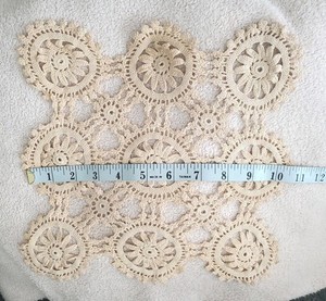 Vtg Handmade Crocheted Doily Approx 10" Flower Design 10 inches, Tan Color