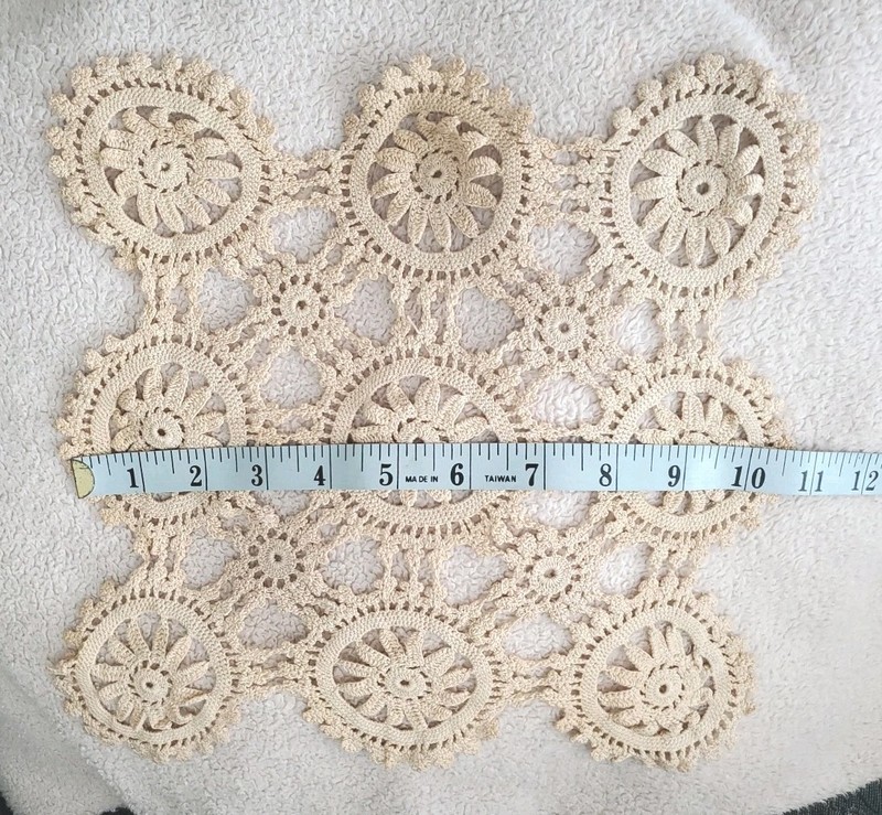 Vtg Handmade Crocheted Doily Approx 10" Flower Design 10 inches, Tan Color