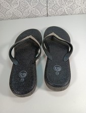 Women  s Black Sparkle Flip Flops Size 7/8