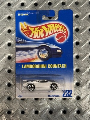 1991 Hot Wheels 1/64 Lamborghini Countach White Collector #232 MOC