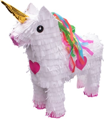 Goodtimes Pinata Einhorn Weiß/Gold 47cm zum Befüllen zu Geburtstag Party