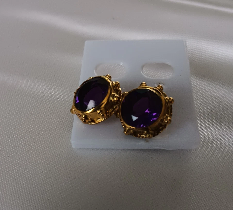 Espinela aterciopelada índigo violeta redonda de 7,40 quilates de plata de ley 925 hecha a mano placa de oro Foto 4 de 4