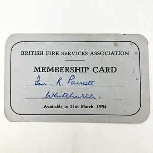 1954 British Fire Services Association Membership Card Leicester Vintage