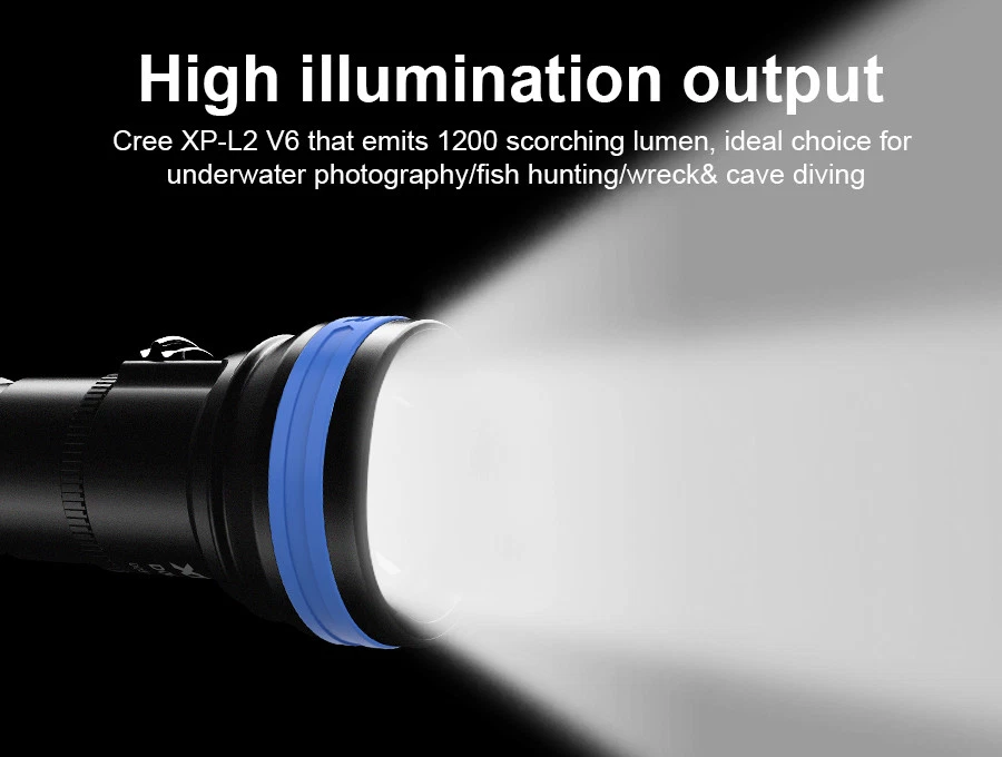 XTAR D06 1200 泛光灯 水肺潜水 手电筒 手电筒 — 第 3/4 张图片