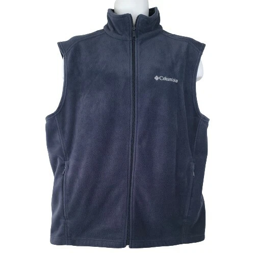 Columbia Large Zip Up Vest Blue Sleeveless Fleece Outdoor Hiking Camping