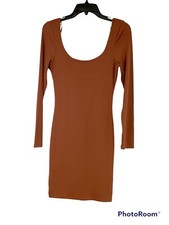 Love Tree Women's Junior’s Knit Long Sleeve Mini Scoop  Neck Sweater-dress Med