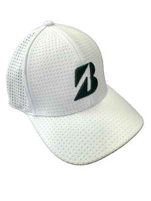 New Bridgestone Golf Tour B White/Green Mesh Fitted One Size Hat/Cap