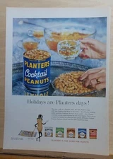 1957 magazine ad for Planter's Peanuts - Holidays are Planter's days!