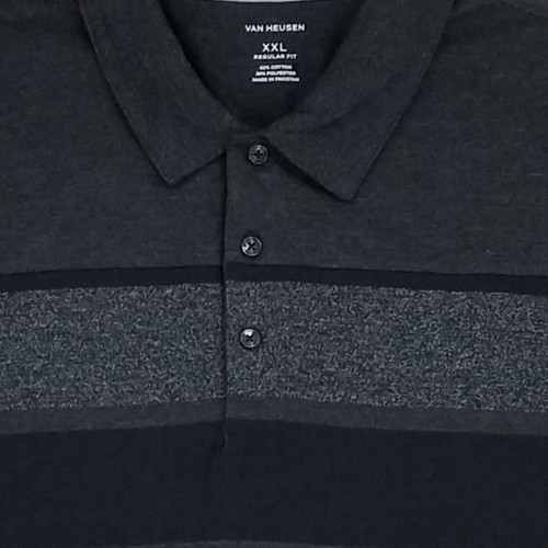 Van Heusen Mens Big & Tall Black Regular Fit Long Sleeve Polo Shirt - Picture 2 of 2