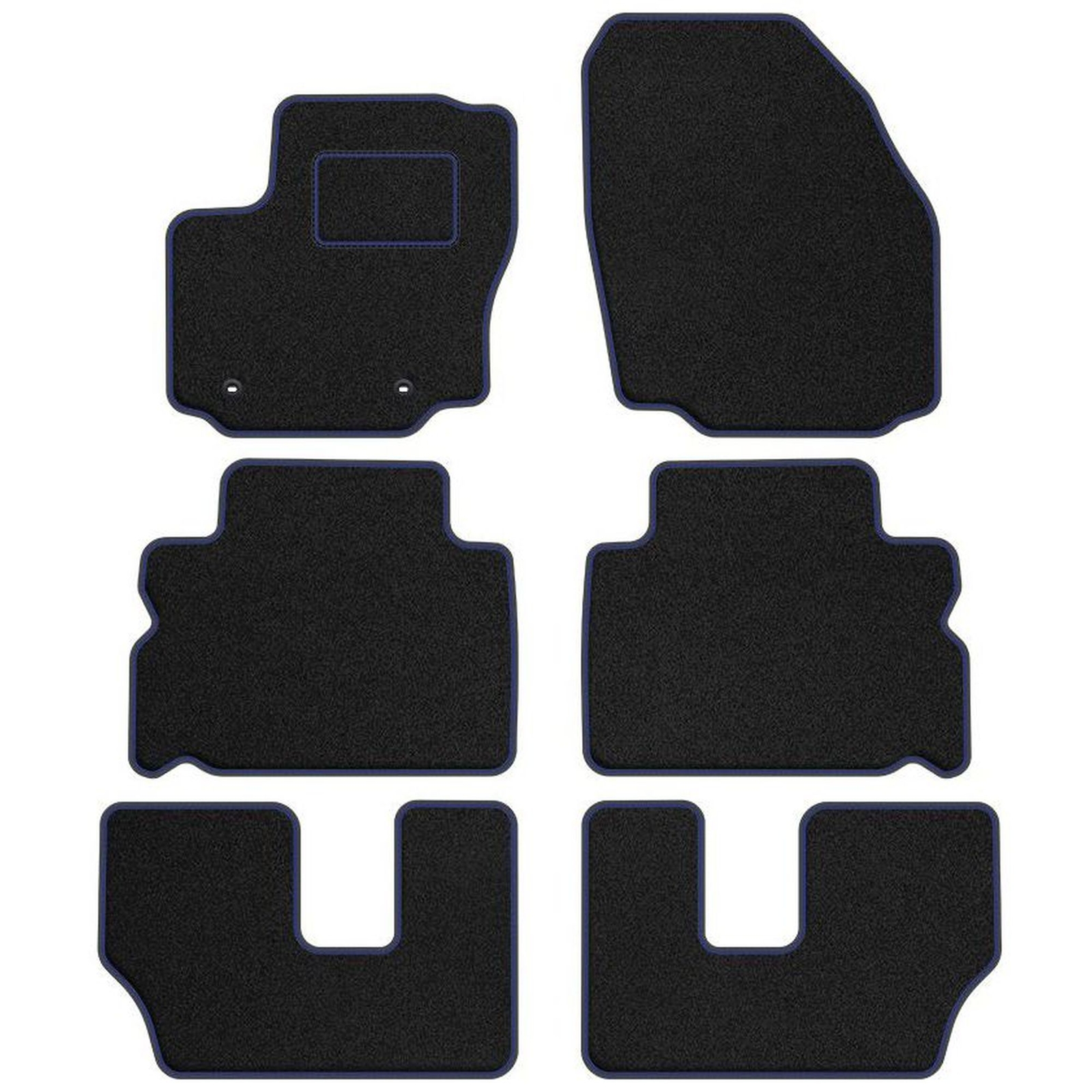 Tapis de sol en velours bleu mat pour Ford S-MAX I 7 places de 2006 à 2015
