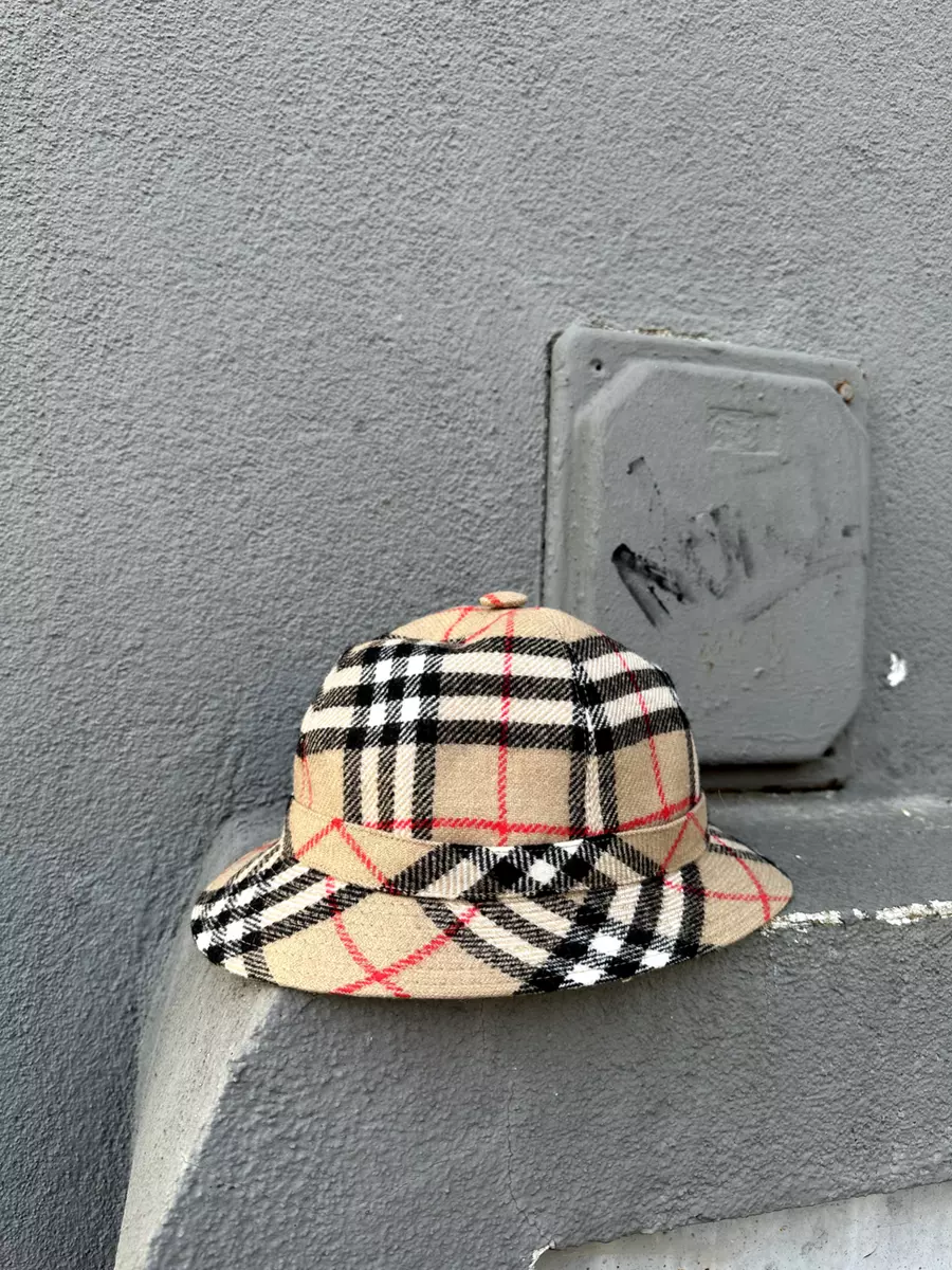 Burberrys Vintage Women's Nova Check Wool Bucket Hat Size L