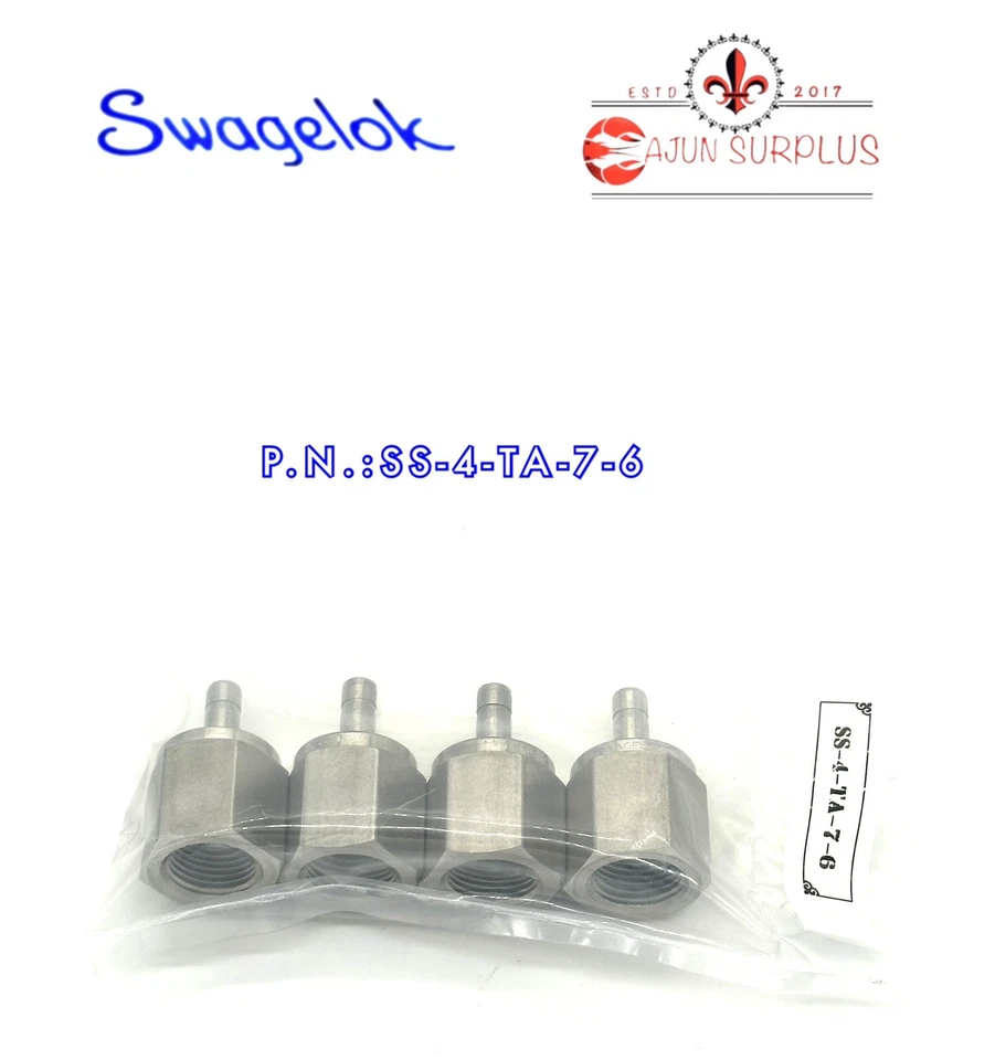 QTY: 4 SWAGELOK P.N.:SS-4-TA-7-6  , 1/4” TUBE x 3/8” FNPT, SS-316, TUBE ADAPTERS - Image 2 of 2
