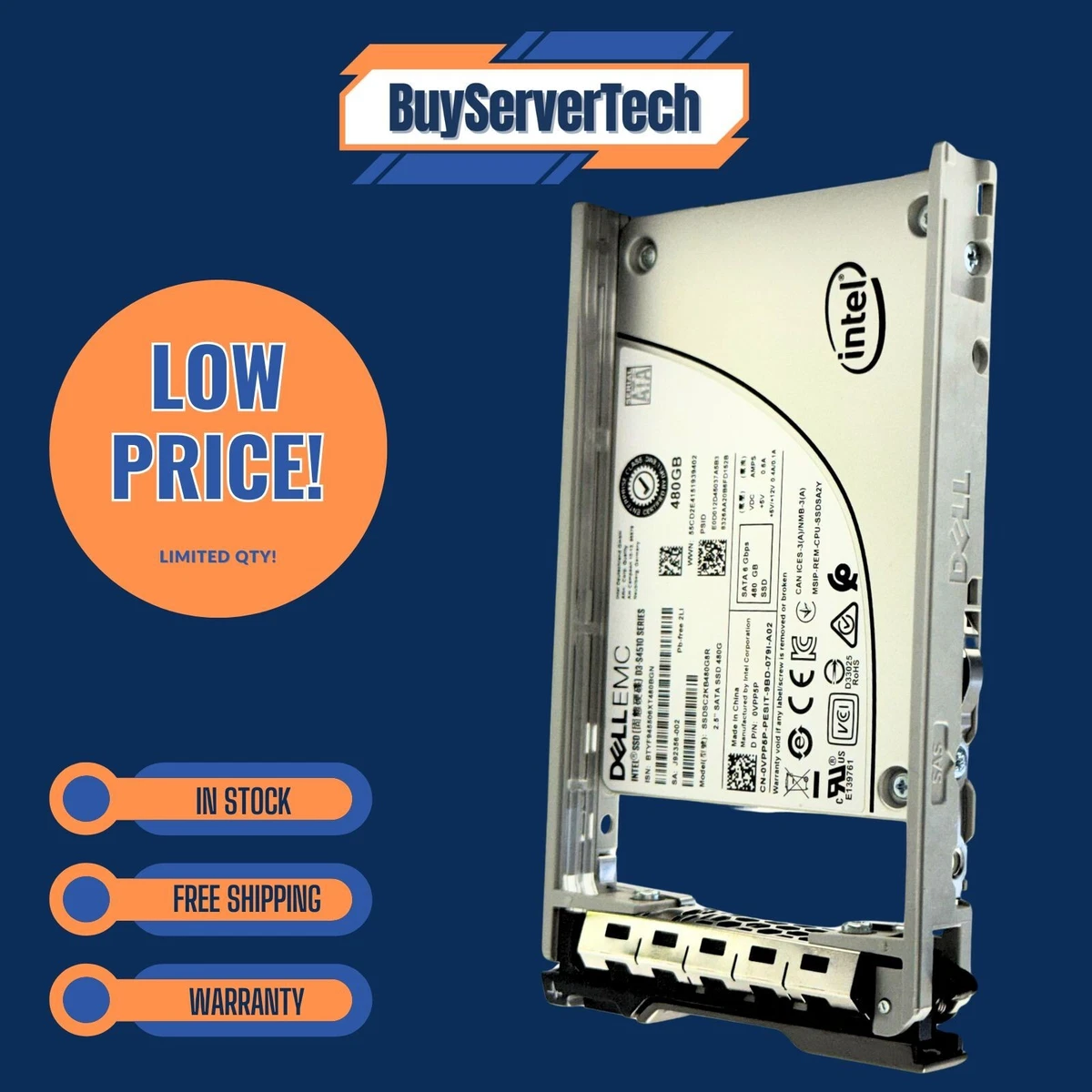 SSD DELL 480GB Intel DC S3610 Series - 2.5" - Reconditionné - Pour Serveurs PowerEdge