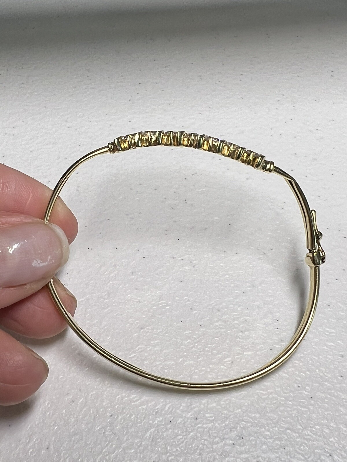 10k solid yellow gold smooth bangle bracelet 6.9 … - image 3