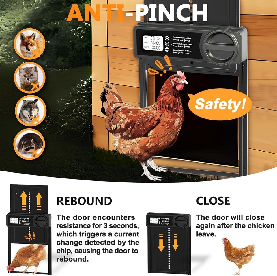 Automatic Chicken Coop Door Opener With Timer IP45 Waterproof Auto