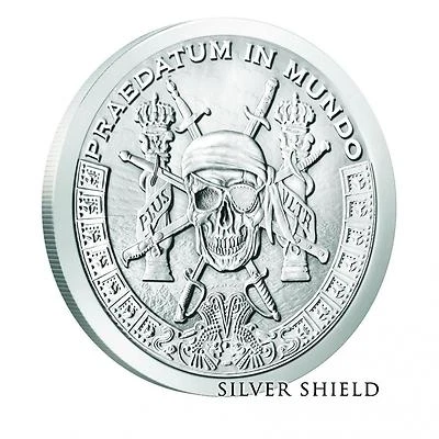 Pieces of Eight A Predator World Silver Shield 1 oz .999 FineSilver PIRATE Round