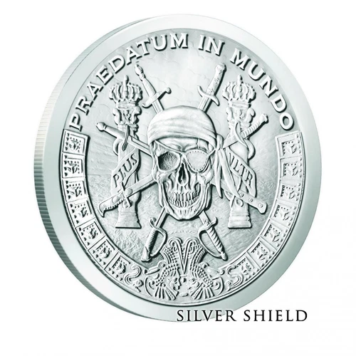 Pieces of Eight A Predator World Silver Shield 1 oz .999 FineSilver PIRATE Round