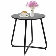 CERBIOR Metal End Table Round Accent Coffee Side Table for Living Room, Black