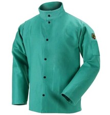 Black Stallion Welding Jacket Large L 9oz Flame Resistant Green F9-30c Workwear